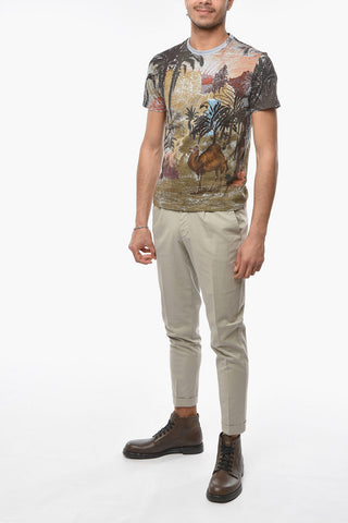 Cew-neck T-shirt with Graphic Print Allover