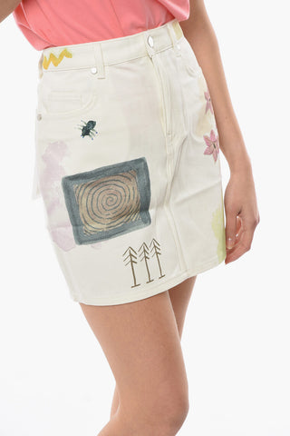 MCQ Printed STRAIGHT Denim Mini Skirt
