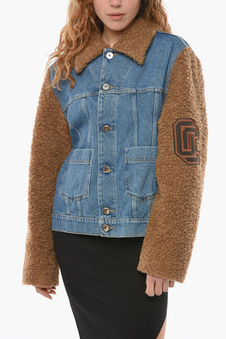 Teddy Collar and Sleeve Denim OPATCH Jacket