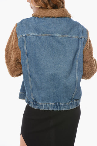 Teddy Collar and Sleeve Denim OPATCH Jacket
