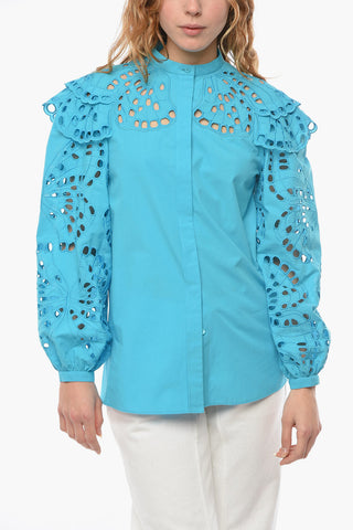 Hidden Buttoning BUTTERFLY Sangallo Shirt