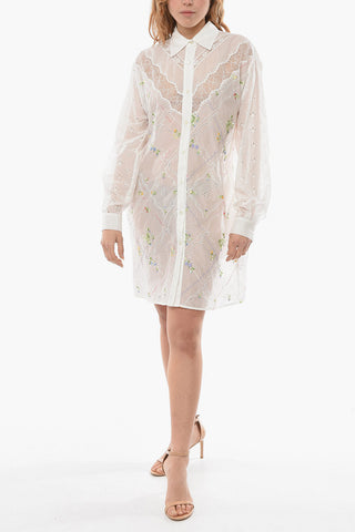 Long Sleeved Embroidered Shirt Dress