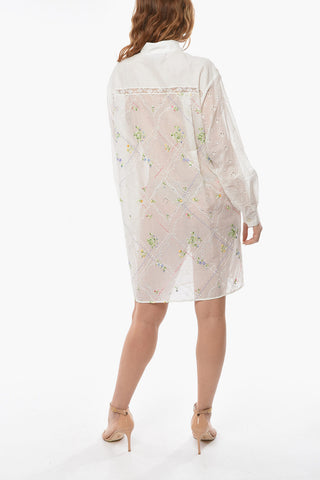 Long Sleeved Embroidered Shirt Dress