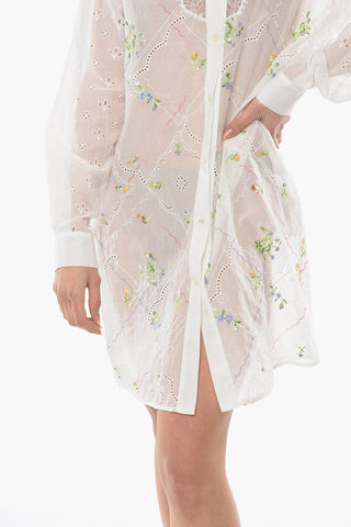 Long Sleeved Embroidered Shirt Dress