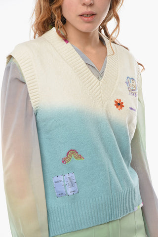 MCQ V Neck Embroidered Knitted Vest
