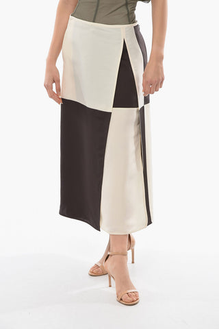 Panel Skirt with Deep Split on Front