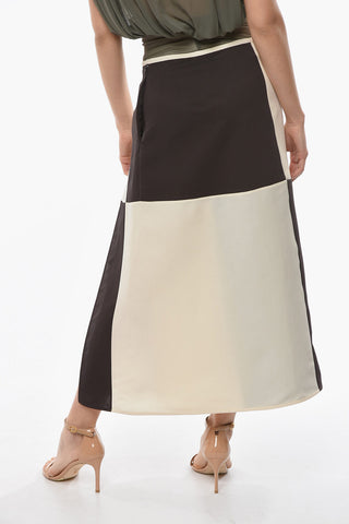 Panel Skirt with Deep Split on Front