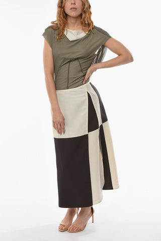 Panel Skirt with Deep Split on Front