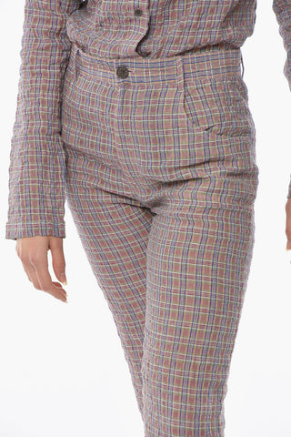 MCQ Pantaloni Tartan CRINKLE Slim Fit