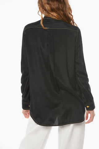 Viscose-satin Button-down Shirt Detailed with Chains