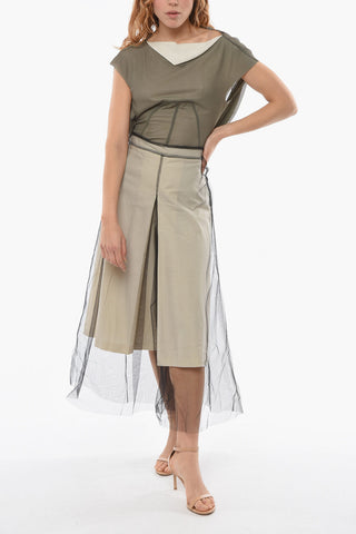 ARTISANAL Double-layered Pleated Midi Skirt