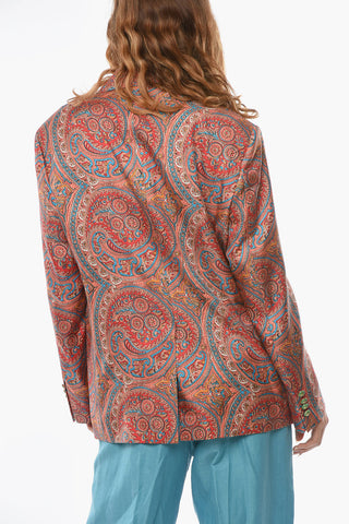 Silk Single-breasted Blazer in Iconic Paisley Motif