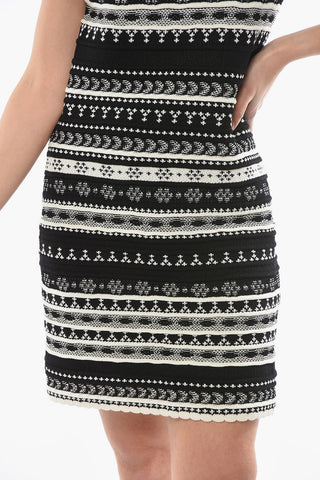 Embroidered Crewneck Sleeveless Dress
