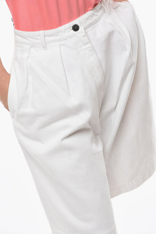 Double Pleated Wide Fit Denim Shorts