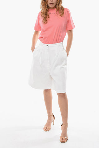 Double Pleated Wide Fit Denim Shorts
