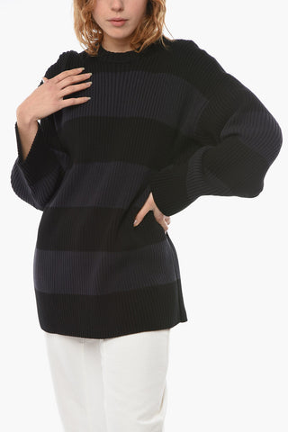 Two-Tone Striped Crew Neck UNISEX Sweater