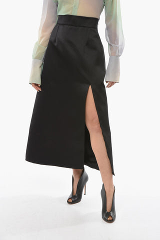 Side Slit Bodycon Silk Long Skirt