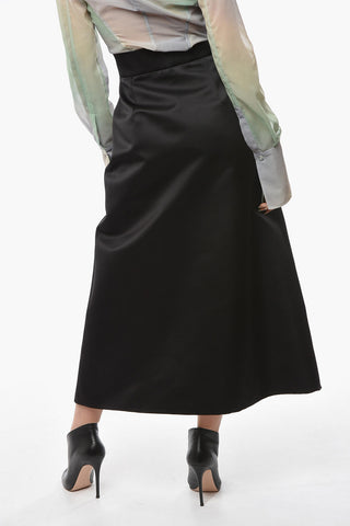 Side Slit Bodycon Silk Long Skirt