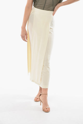 Wool Long Trompe L'oeil Skirt