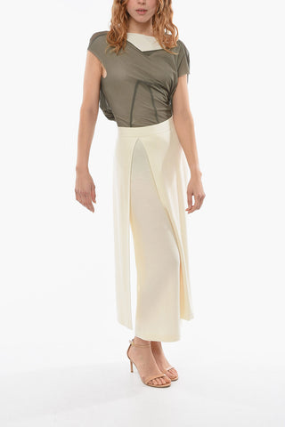 Wool Long Trompe L'oeil Skirt