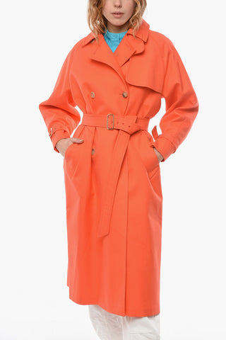 Double-breasted EGEMONE Coat with Belt and Flap Pockets