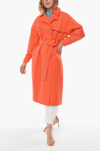 Double-breasted EGEMONE Coat with Belt and Flap Pockets