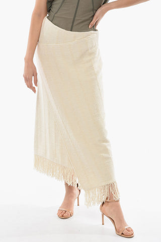 Knit A-line Fringed Skirt and Vent