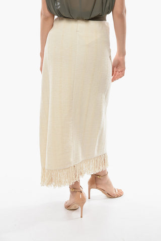 Knit A-line Fringed Skirt and Vent
