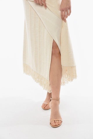Knit A-line Fringed Skirt and Vent