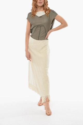Knit A-line Fringed Skirt and Vent