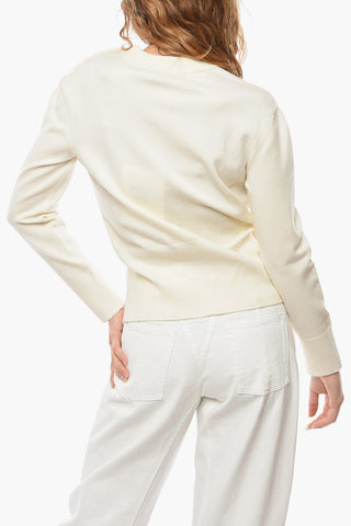 Asymmetric Crew-neck Sweatshirt with Ivory Buttons Detailing