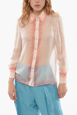 Standard Collar Shaded Silk Shirt