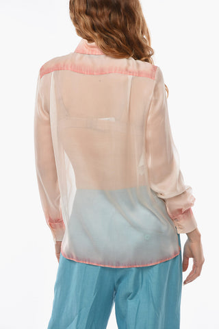 Standard Collar Shaded Silk Shirt