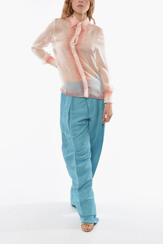 Standard Collar Shaded Silk Shirt
