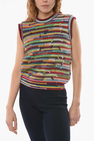 Crewneck Sleeveless Cashmere Blend Pullover