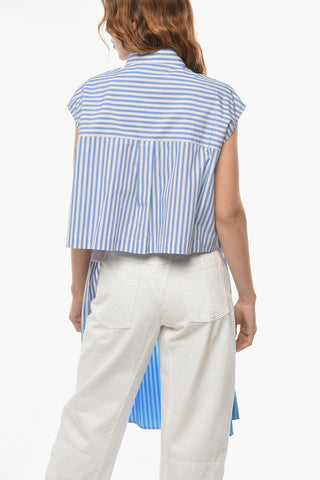 Asymmetric DIP DYED Balanced Stripe Cotton Shirt