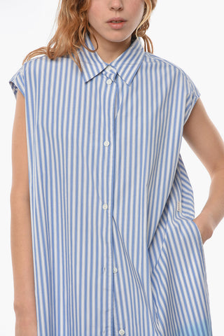 Asymmetric DIP DYED Balanced Stripe Cotton Shirt