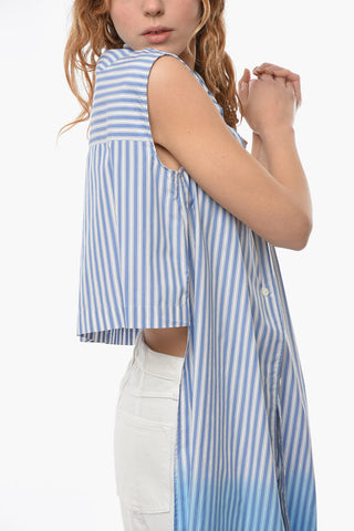 Asymmetric DIP DYED Balanced Stripe Cotton Shirt