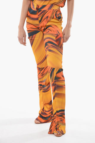 Pantaloni Stampati Elasticizzati A Vita Alta
