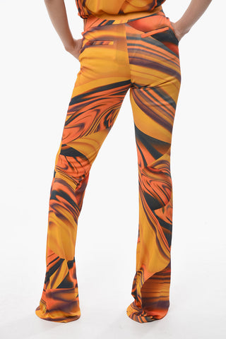 Pantaloni Stampati Elasticizzati A Vita Alta