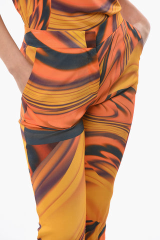 Pantaloni Stampati Elasticizzati A Vita Alta