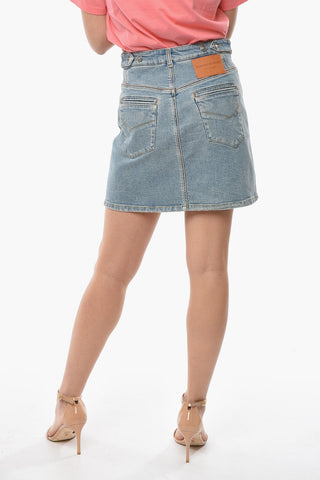 High Waisted Buttoned Denim Skirt