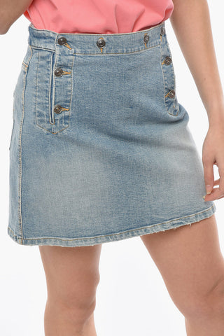 High Waisted Buttoned Denim Skirt