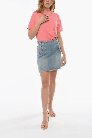 High Waisted Buttoned Denim Skirt