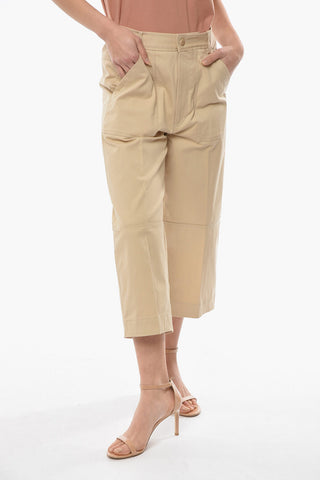 Denim Coulotte Pants with Embroidered Logo