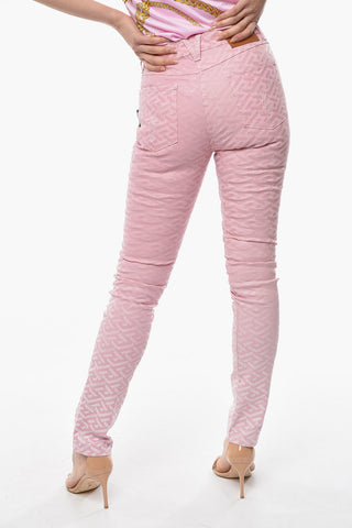 LA GRECA Printed Tapered-fit Denims with Shimmering Effect 15,5cm
