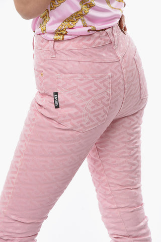 LA GRECA Printed Tapered-fit Denims with Shimmering Effect 15,5cm