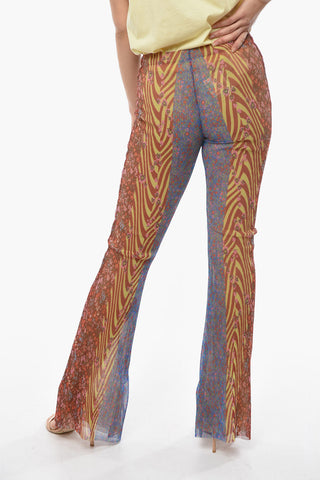 Pantaloni Bootcut in Tessuto a Costine Multifantasia