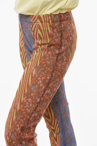 Pantaloni Bootcut in Tessuto a Costine Multifantasia