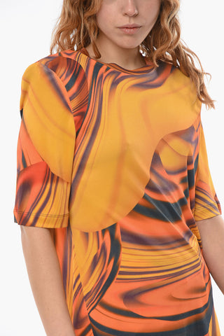 Printed Crewneck T-shirt With Shoulder Pads